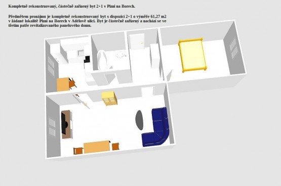 tt A s popisem 3D POHLED web byt 2+1 Adélova 8 Plzeň