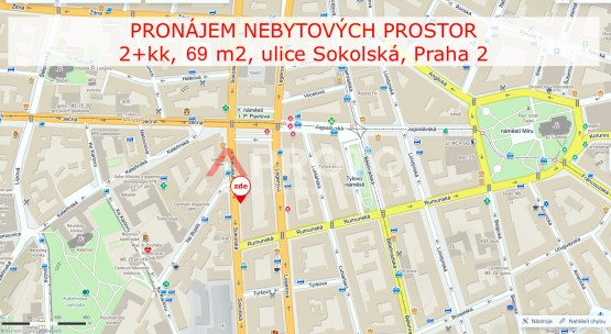 Pronájem, obchodní prostory, 69 m², Praha 2, ul. Sokolská